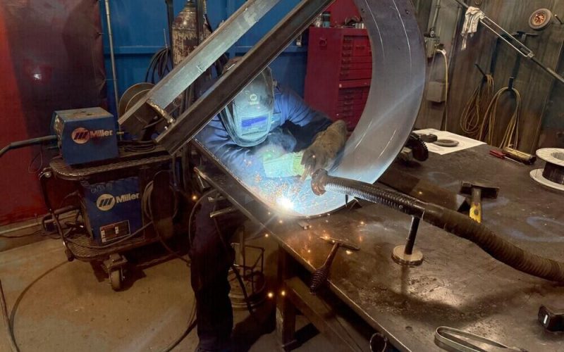 Welding - Concentrated hard surface overlay on AR400 centrifuge wear ring